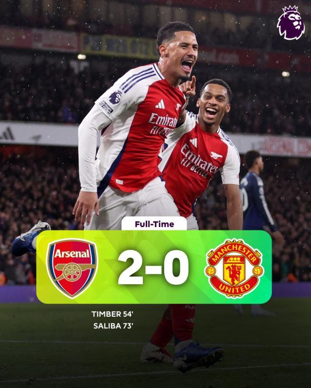 华体会官网-【英超】阿森纳2比0曼联，廷伯、萨利巴通过角球破门